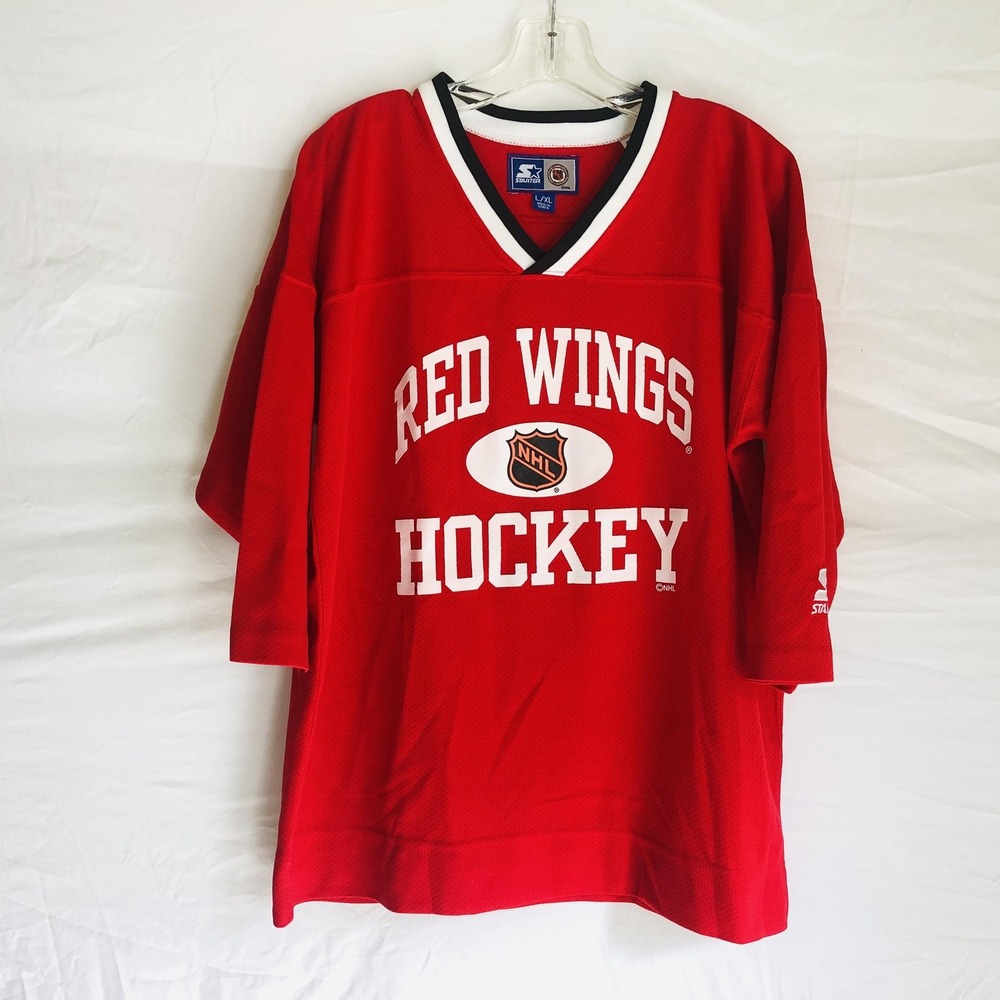 Vintage Detroit Red Wings Jersey Mens L/XL Red NHL Hockey Starter Fedorov 90s